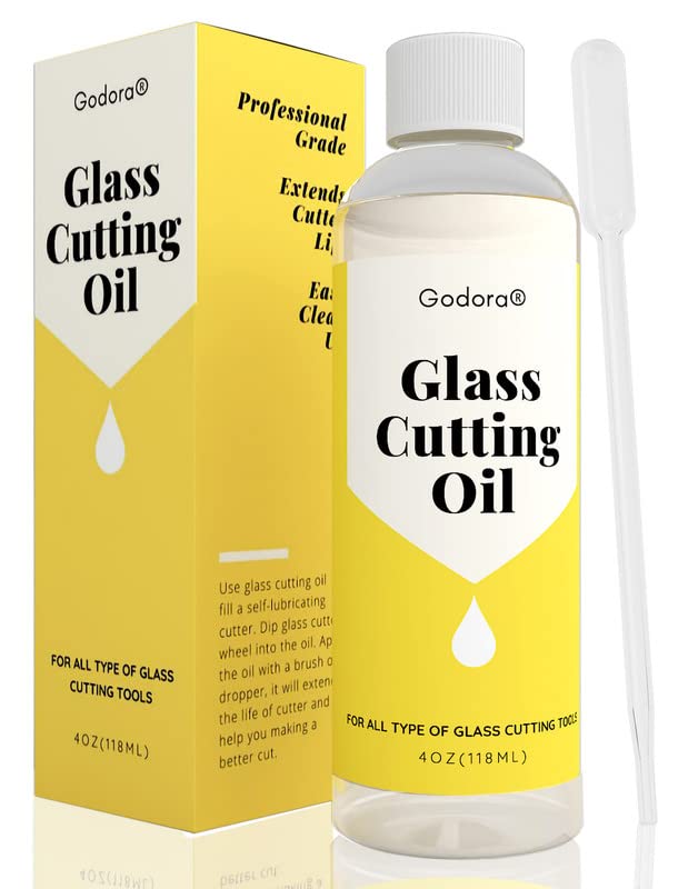 Glass Cutting Oil, Suitable for All Glass Cutting Tools, 4 Ounces Glass Cutter Oil is Used for Cutting Glass, Stained Glass, Glass Bottles, Tiles and Mirrors