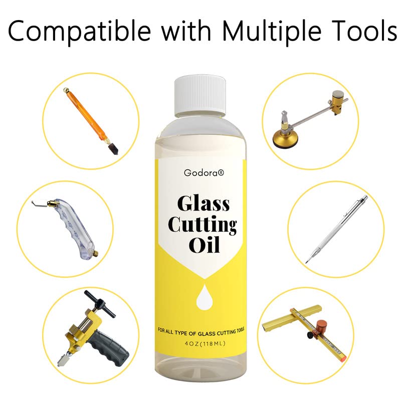 Glass Cutting Oil, Suitable for All Glass Cutting Tools, 4 Ounces Glass Cutter Oil is Used for Cutting Glass, Stained Glass, Glass Bottles, Tiles and Mirrors