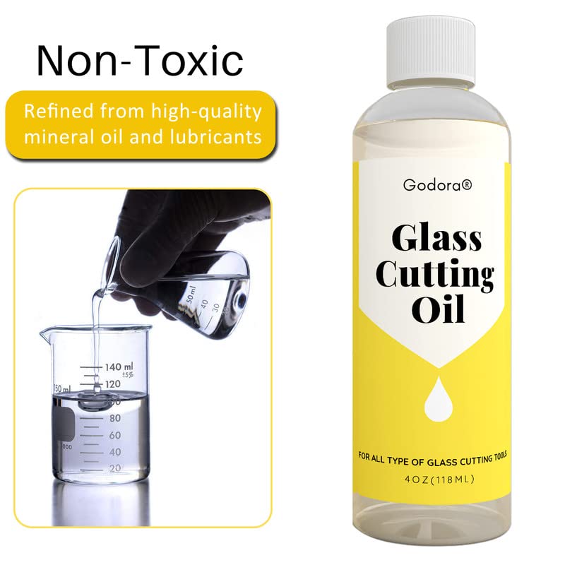 Glass Cutting Oil, Suitable for All Glass Cutting Tools, 4 Ounces Glass Cutter Oil is Used for Cutting Glass, Stained Glass, Glass Bottles, Tiles and Mirrors