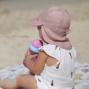 Baby Sun Hat Summer Baby Hats with Neck Flap Linen Breathable Infant Boy Girl Sun Hat Lightweight Packable Baby Swim Hat Pink