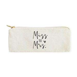 the cotton & canvas co. miss to mrs. wedding cosmetic pouch, pencil case, bridal party gift and travel make up pouch