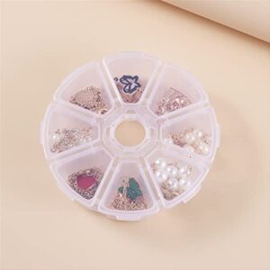 8 compartments jewelry dividers box plastic clear round storage box earring bead case storage container for beads, nail art, crafts