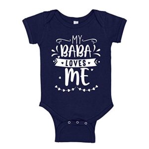 my baba loves me baby bodysuit infant one piece 6 mo navy blue