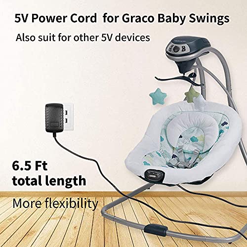 5V Swing Replacement Power Cord for Graco Simple Sway, Glider LX Elite Premier Petite LX, DuetConnect LX, DuetSoothe, DuoGlider, Duet Sweetpeace,Sweet Snuggle Baby Swing Charger