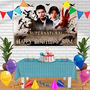 supernatural birthday banner personalized party backdrop decoration 60×42 inches – 5×3 feet
