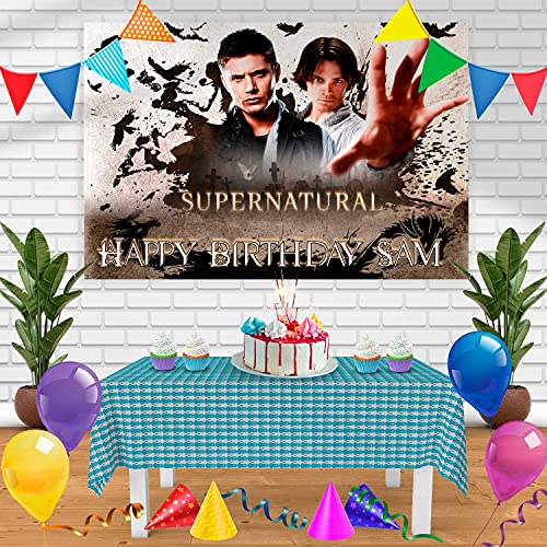 Supernatural Birthday Banner Personalized Party Backdrop Decoration 60x42 Inches - 5x3 Feet