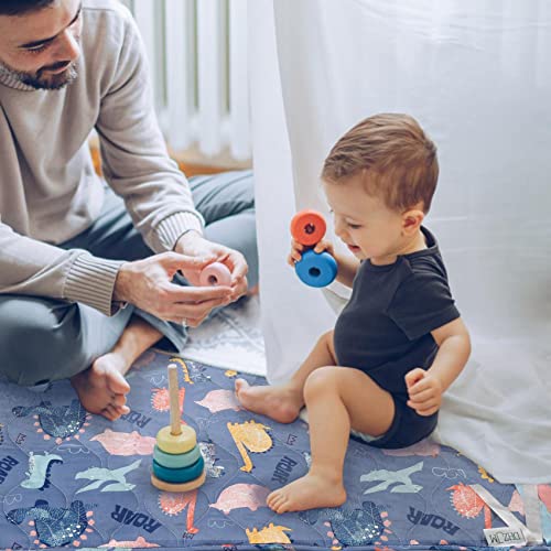 DHZJM Baby Play Mat,50x50 Playpen Mat,One-Piece Crawling Mat Non Slip Baby Mat for Floor,Tummy Time Mat- Compatible for LIAMST Baby Playpen 50x50 Inches-Baby Registry Search(Dinosaur)