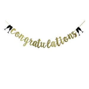 congratulations gold glitter banner, celebrating theme party sign, birthday/wedding/moving/graduation/anniversary/retirement party decorations