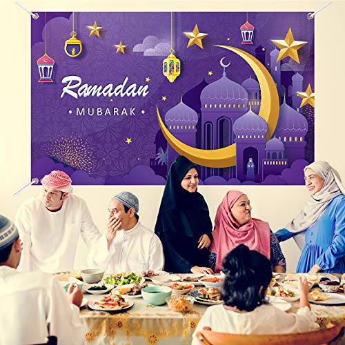 Ramadan Mubarak Decorations Ramadan Banner Eid Backdrop Background for Eid Al-fitr Party Decorations Supplies