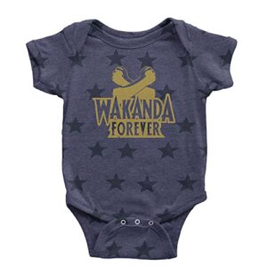 one-piece crossed arms wakanda forever 6 months navy blue star romper