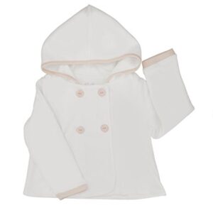 Earthy Baby GOTS Certified 100% Super Soft Organic Pima Cotton Baby Girl Lightweight Hoodie (White, 3-6 months)