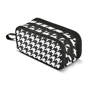 black white teeth pencil case big capacity 3 compartments pencil bag large storage pen box pouch for college school office