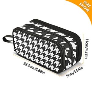 Black White Teeth Pencil Case Big Capacity 3 Compartments Pencil Bag Large Storage Pen Box Pouch for College School Office