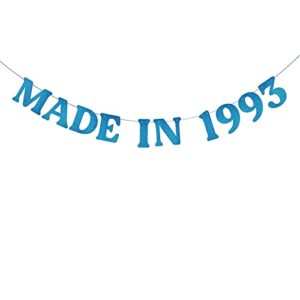 weiandbo made in 1993 blue glitter banner,pre-strung,30th birthday party decorations bunting sign backdrops,made in 1993