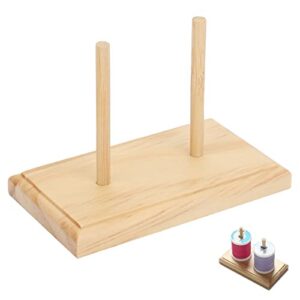 wooden hand spinning holder spinning yarn ball holder wool skein thread dispenser embroidery stitching thread holder thread spool bobbin rack organizer with 2 shaft