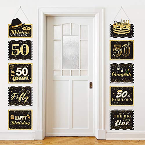 Large 50th Sign Cutouts Banner 50th Anniversary Decoration Party Supplies Door Sign 50 Years Theme Birthday Party Wall Decoration Signs 10 Counts