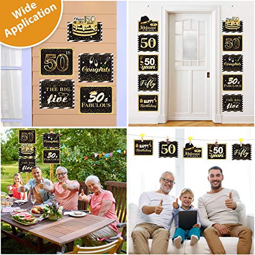 Large 50th Sign Cutouts Banner 50th Anniversary Decoration Party Supplies Door Sign 50 Years Theme Birthday Party Wall Decoration Signs 10 Counts