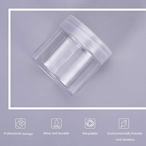 BENECREAT 20 Pack 2oz PET Plastic Round Container Jars with Clear Lids and and Leakproof Gasket for Beads, Crafts, Body Scrub Creams