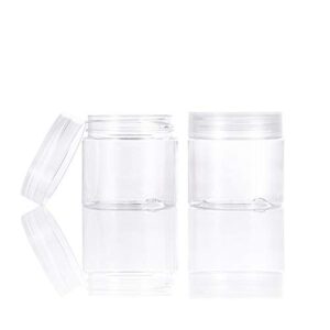 BENECREAT 20 Pack 2oz PET Plastic Round Container Jars with Clear Lids and and Leakproof Gasket for Beads, Crafts, Body Scrub Creams