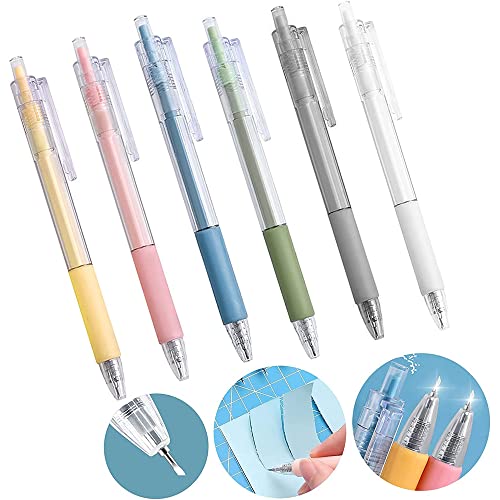 6pc Knife Pen Craft Cutting Tools, Pen Knife for Crafts, Creative Retractable Hobby Knife Pen, Exacto Knife Pen Cute, Thin Blade for Art Paper Scrapbook, Paper Pen Cutter, Pen Cutter Tool