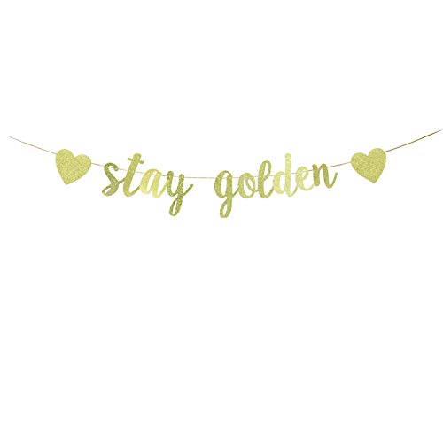 Kunggo Stay Golden Glitter Gold Banner,Lucky Birthday Decorations,Wedding Showers,Golden Girls Party Decorations(Gold).