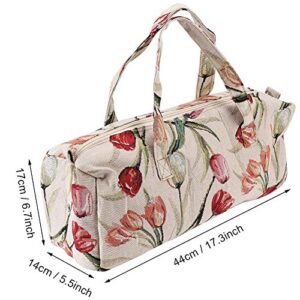 Knitting Bag, Household Fabric Knitting Yarn Storage Bag Tote Organizer for Sewing Tools and Accessories Storage (# 2) (Red Flower)