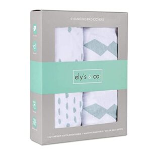 cradle sheets changing pad cover – travel lite universal fit baby mattress sheet 36″ x 18 – unisex grey sage diamond – 2 pack set
