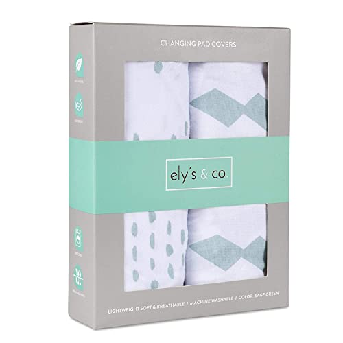 Cradle Sheets Changing Pad Cover - Travel Lite Universal Fit Baby Mattress Sheet 36" X 18 - Unisex Grey Sage Diamond - 2 Pack Set
