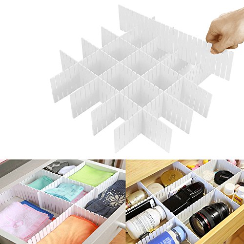 WeFoonLo 8pcs DIY Plastic Drawer Organizer Adjustable Drawer Dividers for Home Tidy Closet, Socks, Underwear, Office School Supplies, Kitchen Utensil Tools (White)