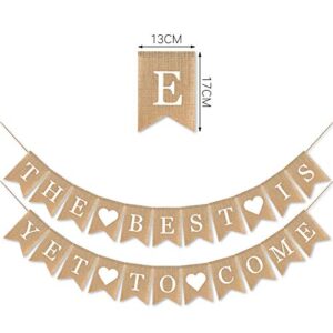 SWYOUN Burlap The Best is Yet to Come Banner Bachelorette Engagement Wedding Graduation Bridal Shower Party Decoration Baby Shower Supplies