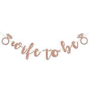 halodete wife to be banner, bride to be banner, bridal shower, wedding party garland bunting decorations – rose gold glitter