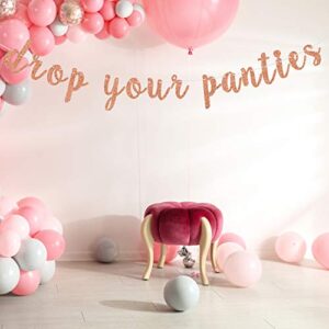 Drop Your Panties Banner - Bachelorette Banner - Lingerie Shower Banner, Wedding/Bachelorette/Birthday Party Decorations Rose Gold Glitter.
