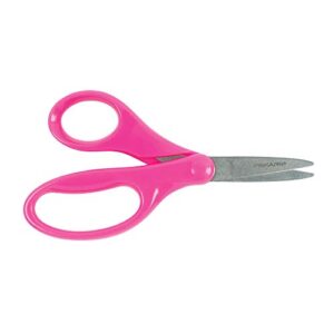 fiskars pointed tip kids scissors, 5-inch, pink