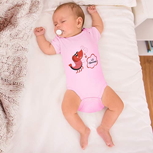 Custom Baby Bodysuit Funny Shrimp Saying Lil Seafood Funny Cotton Boy & Girl Baby Clothes Oxford Gray Design Only 18 Months