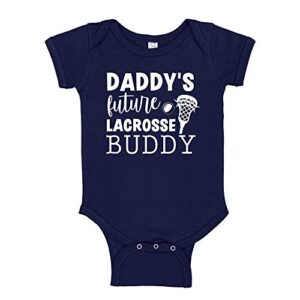 Daddy's Future Lacrosse Buddy Baby Bodysuit Infant One Piece NB Navy Blue