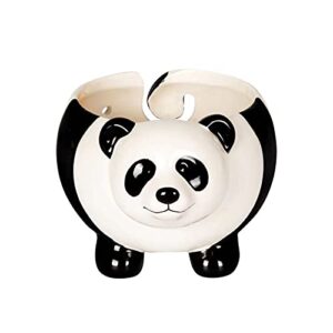 jfbucf panda ceramic yarn bowl, yarn storage bowl with holes, yarn ball holder knitting bowl wool storage basket for craft crocheting kit organizer, 8×4.7inch