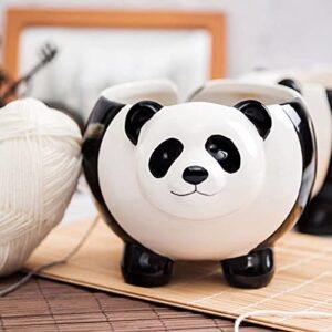 JFBUCF Panda Ceramic Yarn Bowl, Yarn Storage Bowl with Holes, Yarn Ball Holder Knitting Bowl Wool Storage Basket for Craft Crocheting Kit Organizer, 8x4.7inch