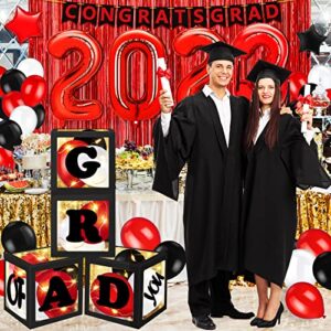 Graduation Party Decorations 2023, Black Red Graduation Decorations Class of 2023 with Boxes, Balloons, Banner, Large Congrats Grad Party Supplies, Grad Decorations for Senior High School College(Red)