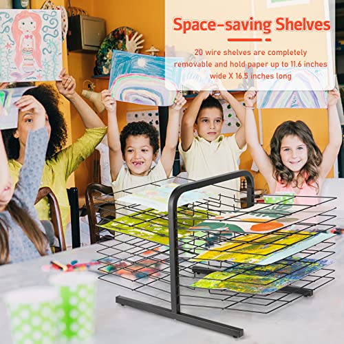 Lzttyee Art Drying Rack for Classroom Paint Drying Rack Art 20 Shelves Metal Desktop Artwork Storage Display Rack Art Drying Rack for Classroom Painting Crafts (20 Shelves-1)