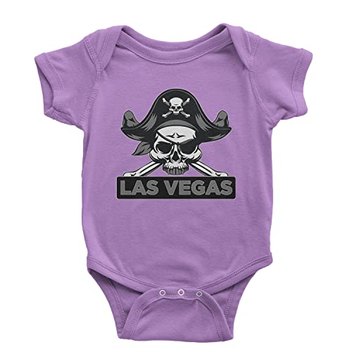 Expression Tees One-Piece Raider Skull Straight Outta Las Vegas Newborn Lavender Romper