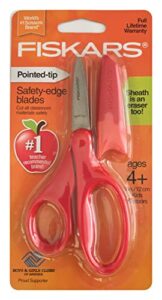 1 x pointed tip 5 kids scissors – red with sheath