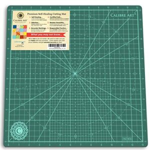 calibre art rotating self healing cutting mat 14×14 (13″ grid), perfect for quilting & art projects