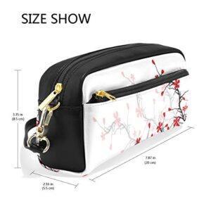 ALAZA Cute Pencil Case Japanese Cherry Blossom Sakura Pen Cases Organizer PU Leather Comestic Makeup Bag Make up Pouch, Back to School Gifts