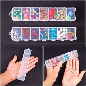 PH PandaHall 8 Pack 7 Grids Jewelry Dividers Box Organizer Clear Plastic Bead Case Storage Container for Beads, Jewelry, Nail Art, Small Items Craft Findings 15.5x3.3x1.8cm, Compartment: 3.3x2cm