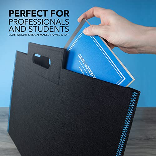 Itoya ProFolio Midtown Bag 17x23 - Black Artist Portfolio Carrier with Blue Stitching - Stylish Portfolio Folder for Artwork and Art Portfolios - Portable Art Portfolio Bag and Art Carrying Case