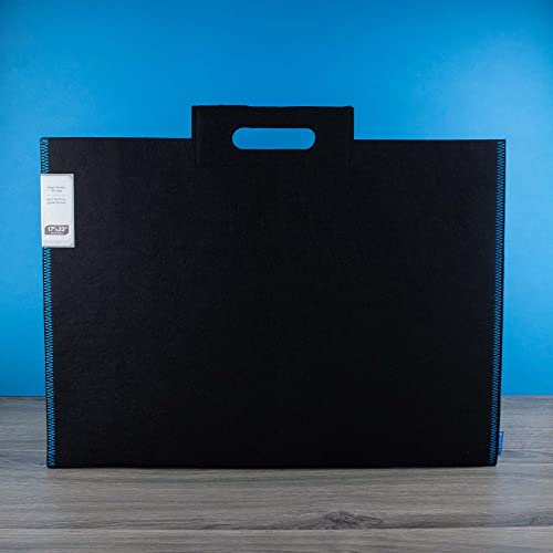 Itoya ProFolio Midtown Bag 17x23 - Black Artist Portfolio Carrier with Blue Stitching - Stylish Portfolio Folder for Artwork and Art Portfolios - Portable Art Portfolio Bag and Art Carrying Case