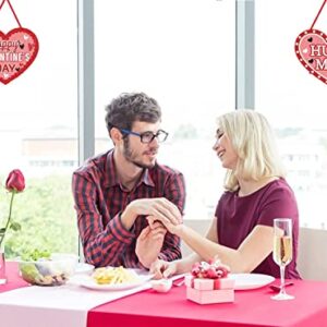 Valentines Decorations Heart Banners, Valentine Day Door Porch Signs Heart Love Hangings Wall Decor, Pink Red Romantic Conversation Party Supplies (Pink)