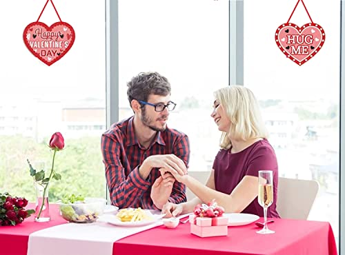 Valentines Decorations Heart Banners, Valentine Day Door Porch Signs Heart Love Hangings Wall Decor, Pink Red Romantic Conversation Party Supplies (Pink)