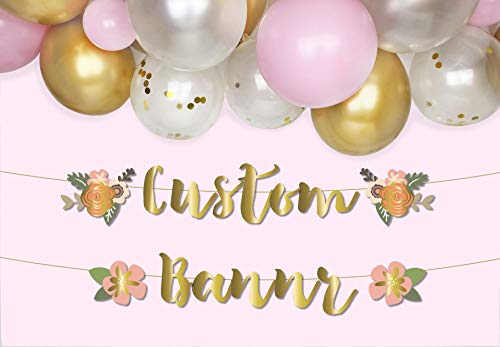 Gold Make Your Own Banner with Flower Banner Charms | Floral Party Decorations | Birthday, Baby Shower, Bridal Shower | DIY Sloth Party Banner | Say Anything Banner