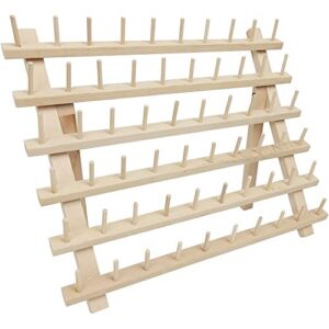 2-60 spool cone wood thread racks (holds120 spools) hardwood, freestanding or wall mount | fits mini-king size cones & most spools | for sewing, embroidery, quilting, & specialty thread storage